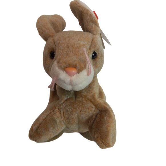 Ty Beanie Babies Nibbly Bunny Rabbit Plush Toy Brown White 1998 NEW - Picture 1 of 11